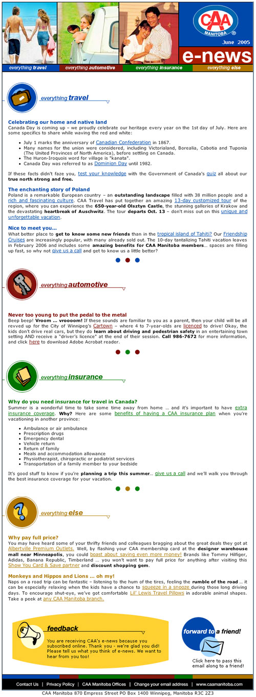 CAA Manitoba eletter screenshot