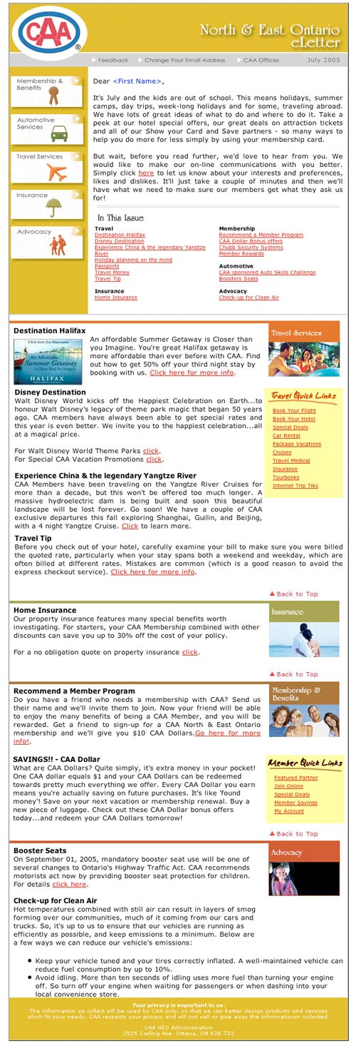 CAA NEO eletter screenshot